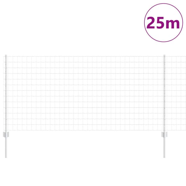 Stängsel med stolpe Silver 1 x 25 m Stål