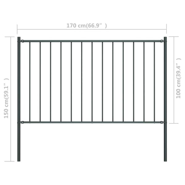 Staketpanel Woerden med stolpar stål 1,7x1 m antracit