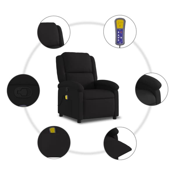 Massagefåtölj svart tyg