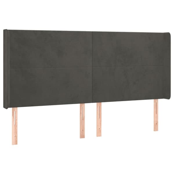 Ramsäng med madrass & LED mörkgrå 160x200 cm sammet