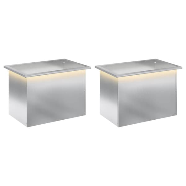 Odlingslåda med LED 2 st Silver 40 x 60 x 40 cm