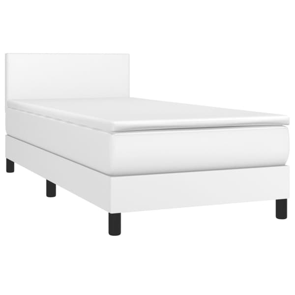 Ramsäng med madrass vit 100x200 cm konstläder