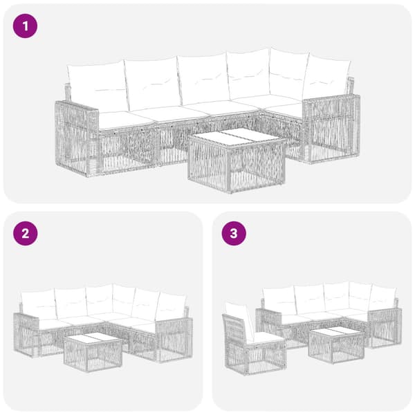 Trädgårdsoffset 6 pcs Beige och krämvit konstrotting