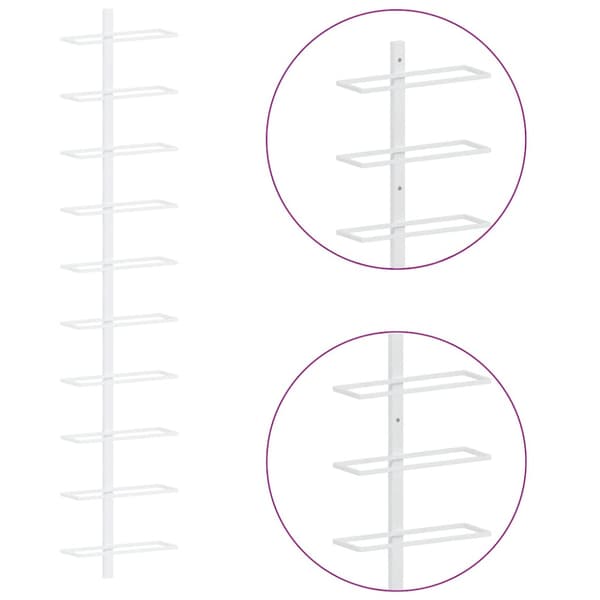 Väggmonterat vinställ för 10 flaskor 2 st vit metall