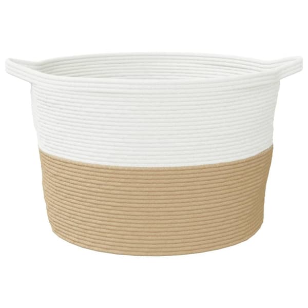 Tvättkorg beige och vit Ø60x36 cm bomull