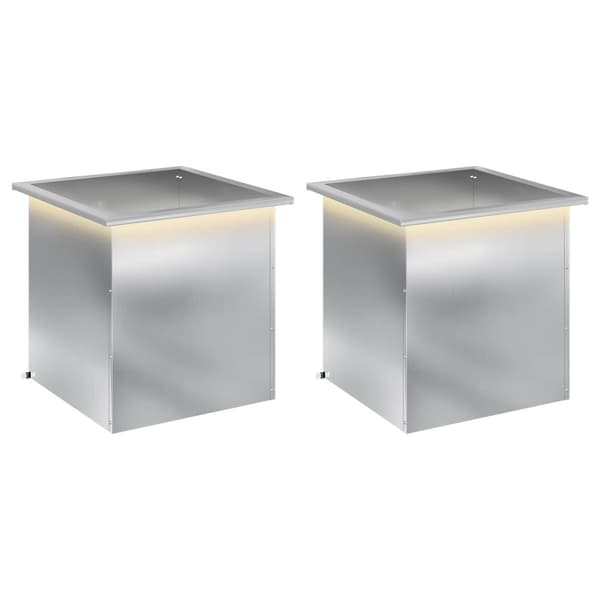 Odlingslåda med LED 2 st Silver 50 x 50 x 48 cm