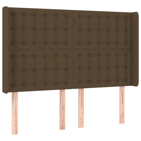 Ramsäng med madrass mörkbrun 140x190 cm tyg