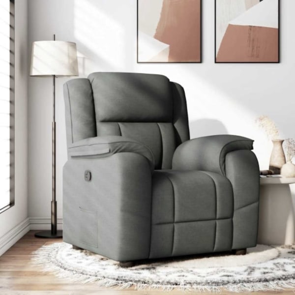 Reclinerfåtölj mörkgrå tyg
