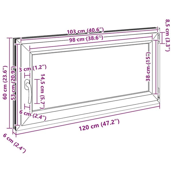 Källarfönster RISOR 120 x 60 cm PVC och glas Antracit