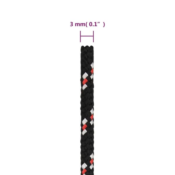 Båtlina svart 3 mm 500 m polypropylen