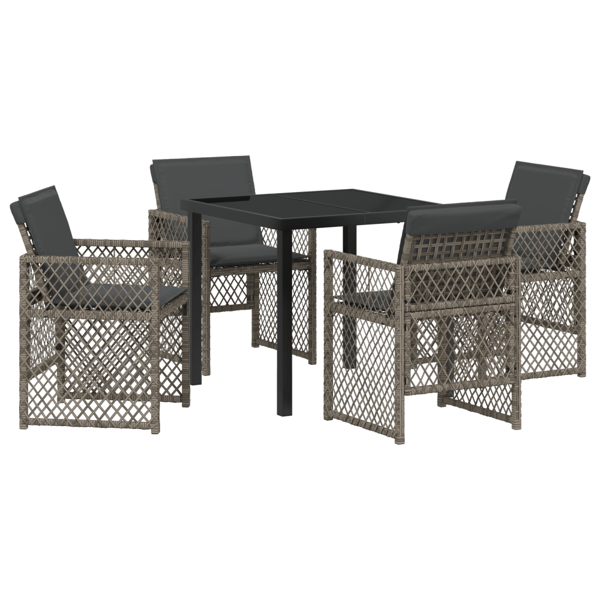 Trädgårdsmöbelset 5 pcs Grå konstrotting