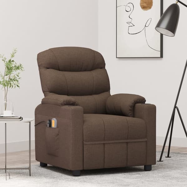 Elektrisk massagefåtölj brun tyg