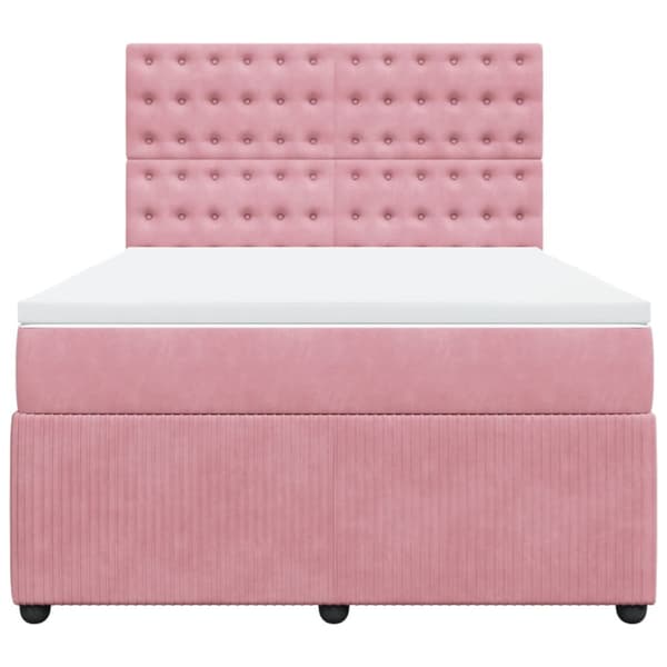 Ramsäng med madrass rosa 140x200 cm sammet