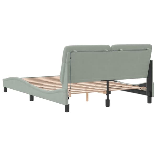 Bed Frame with LED without Mattress Light Grey 140x190 cm Velvet