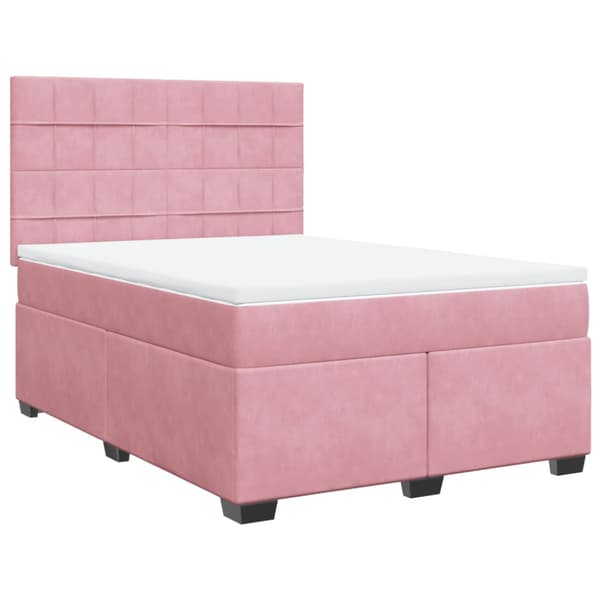 Ramsäng med madrass rosa 140x200 cm sammet