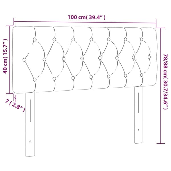 Sänggavel LED ljusgrå 100x7x78/88 cm tyg