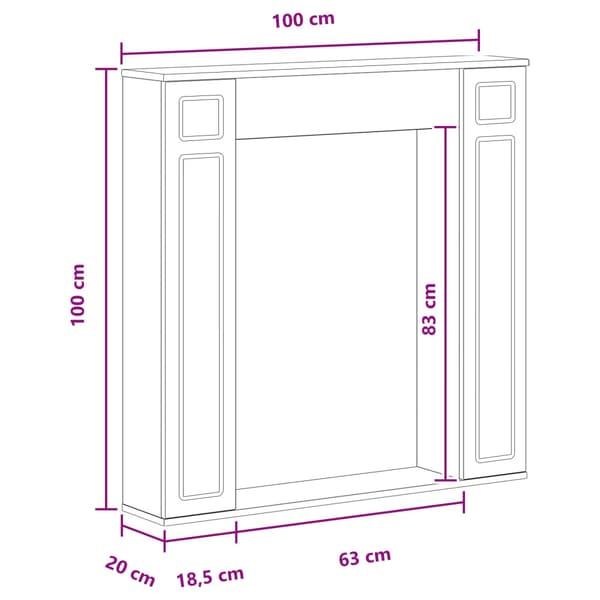 Eldstadsram Sonoma-ek 100 x 20 x 100 cm Konstruerat trä