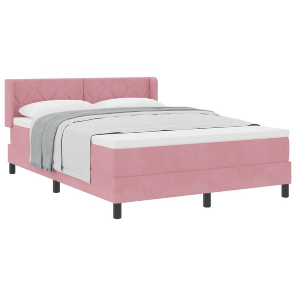 Bäddfjäder med huvudgavel Rosa 200 x 160 cm Sammet