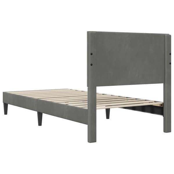 Sängram med huvudgavel Mörkgrå 90 x 190 cm Sammet