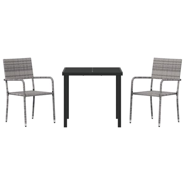 Trädgårdsmöbelset med kudde 3 pcs Grå konstrotting