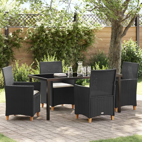 Trädgårdsmöbelset 5 pcs Svart konstrotting