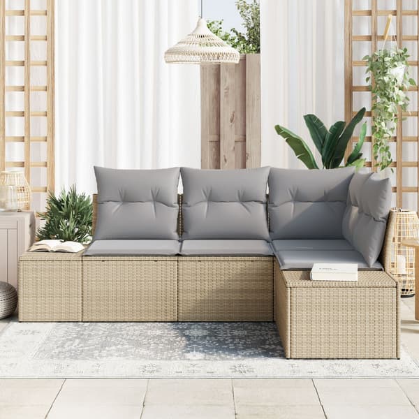 Trädgårdsoffset 4 pcs Beige konstrotting