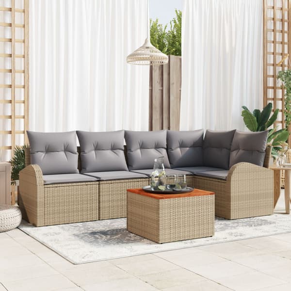 Trädgårdsoffset 6 pcs Beige och Ljusgrå konstrotting