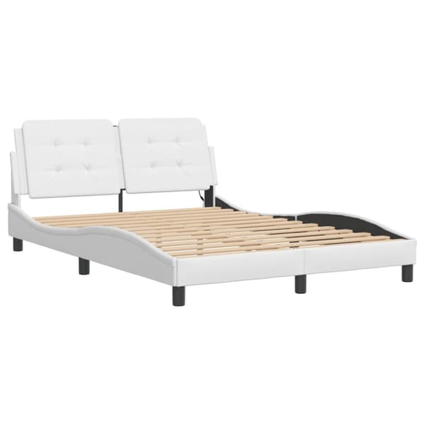Bed Frame with LED without Mattress "Zadar" White 140x190 cm