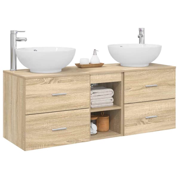 Badrumsmöbelset 3 st Sonoma-ek 49,5 x 44,5 x 65 cm