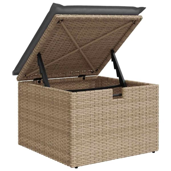 Matgrupp för trädgården med dynor 7 delar beige konstrotting