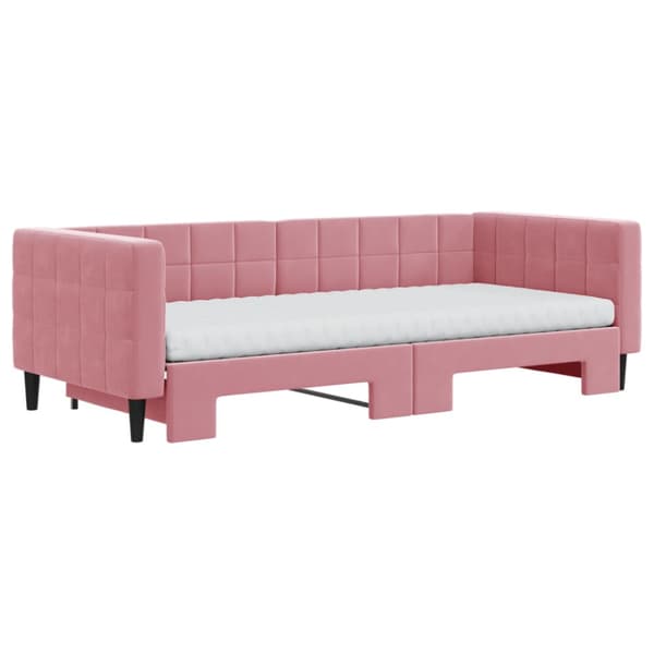 Dagbädd utdragbar och madrasser rosa 90x200 cm sammet