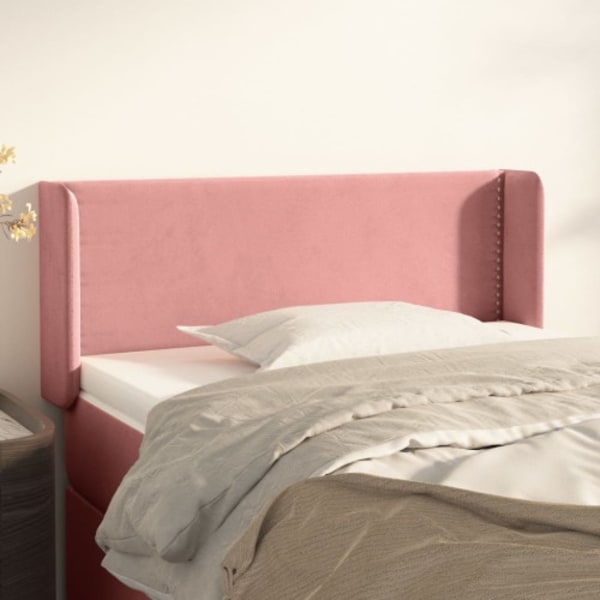 Sänggavel med kanter rosa 103x16x78/88 cm sammet
