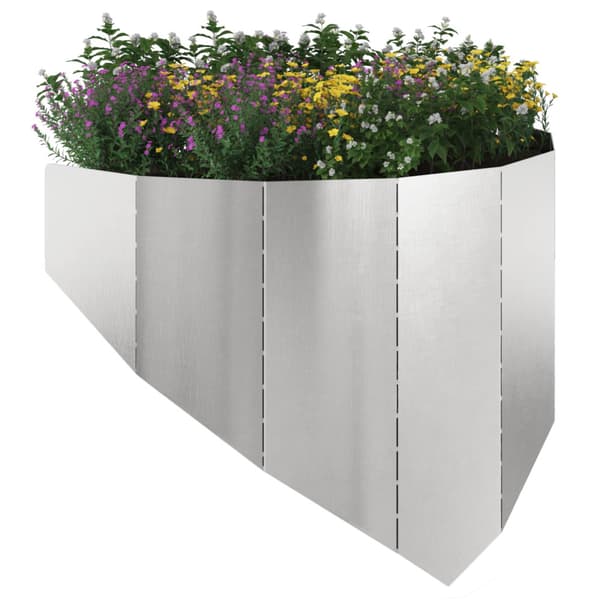 Kant för gräsmatta 4 st 100 x 45 cm Stål Silver