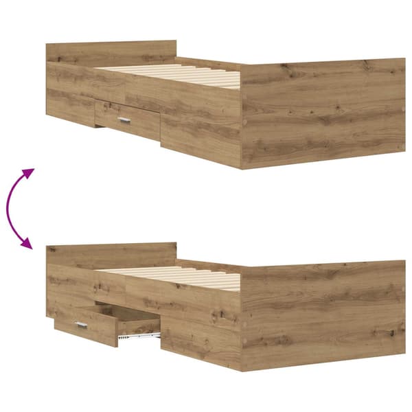 Sängram med förvaring Artisan-ek 80 x 200 cm Konstruerat trä