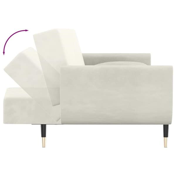 Bäddsoffa 2-sits med två kuddar gräddvit sammet