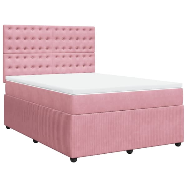 Ramsäng med madrass rosa 140x190 cm sammet