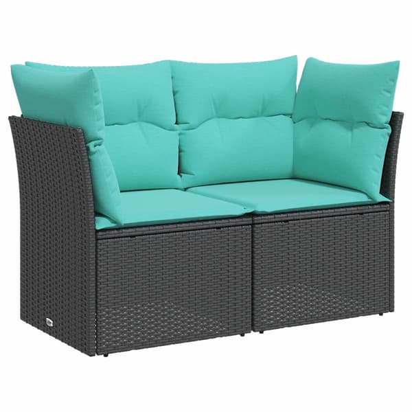 Soffset 6 st Svart och blå 55 x 55 x 37 cm Poly Rattan och stål