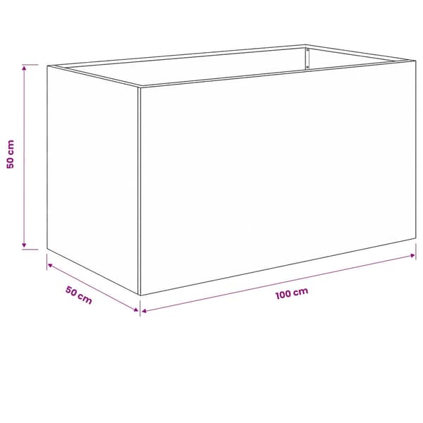 Trädgårdsplanterare 2 st Silver 100 x 50 x 50 cm