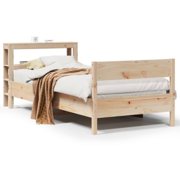 Sängram utan madrass 75x190 cm massiv furu