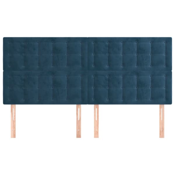Sänggavel mörkblå 160x5x118/128 cm sammet