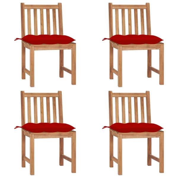 Trädgårdsstolar 4 st med dynor massiv teak