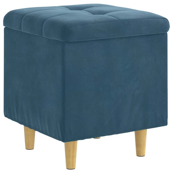 Förvaringspall med kudde Blå 40 x 40 x 45 cm Sammet