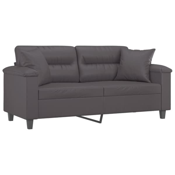 2-sits soffa med prydnadskuddar grå 140 cm konstläder