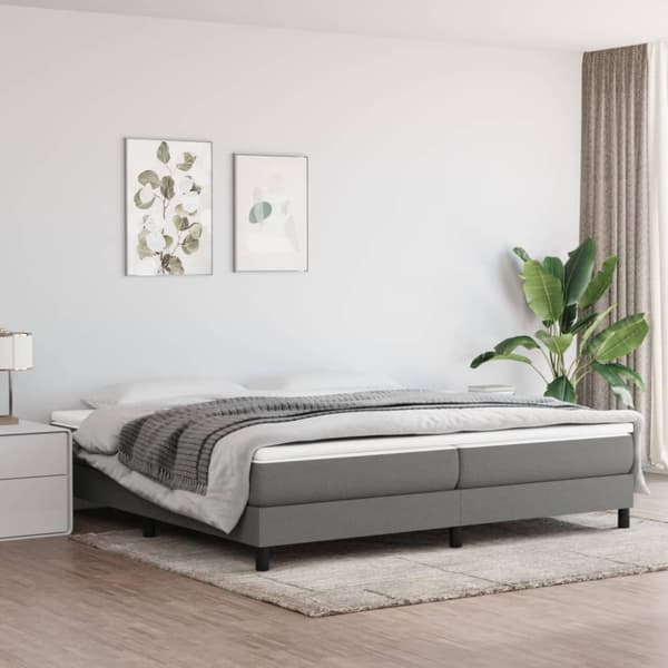 Boxspring-sängram mörkgrå 200x200 cm tyg