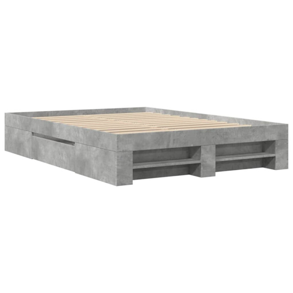 Sängram betonggrå 135x190 cm konstruerat trä