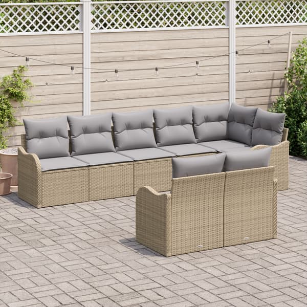 Trädgårdsoffset 8 pcs Beige och Ljusgrå konstrotting