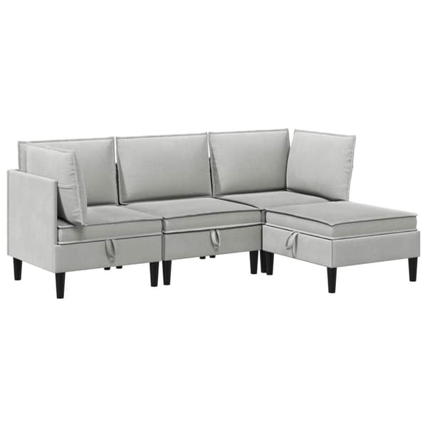 Möbelset för vardagsrummet 4 pcs Ljusgrå Tyg