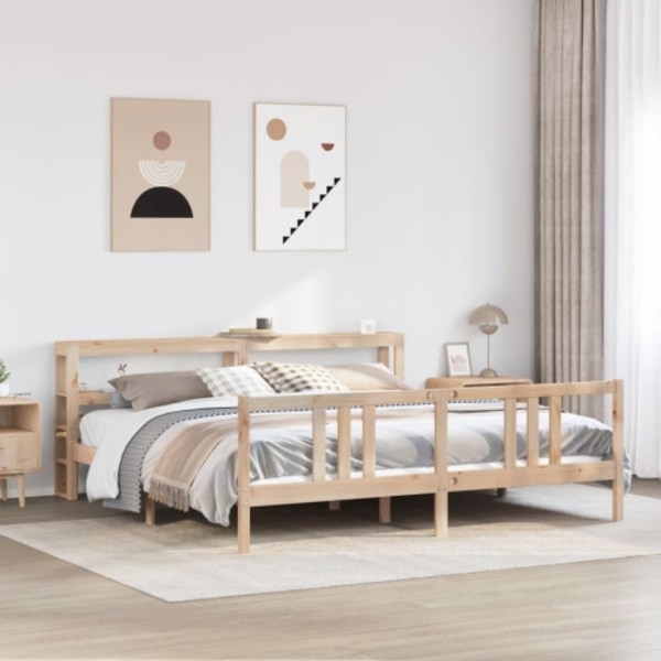Sängram med huvudgavel 180x200 cm massiv furu