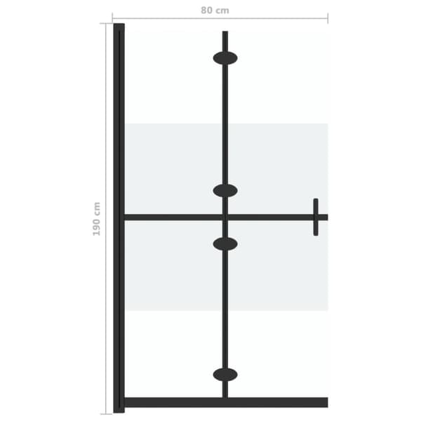 Vikbar duschvägg med halvfrostat ESG-glas 80x190 cm