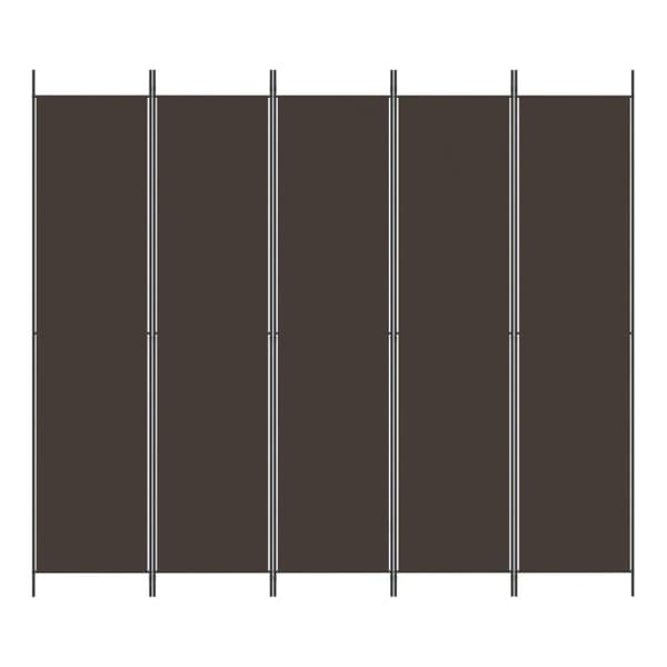 Rumsavdelare 5 paneler brun 250x220 cm tyg